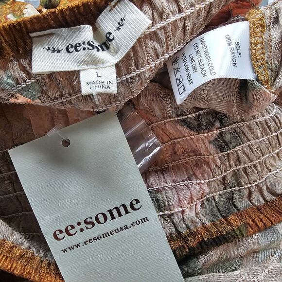 Eesome Maxi Skirt Womens Size Large Brown Pink Floral Whimsygoth Boho Fairy - Picture 7 of 7